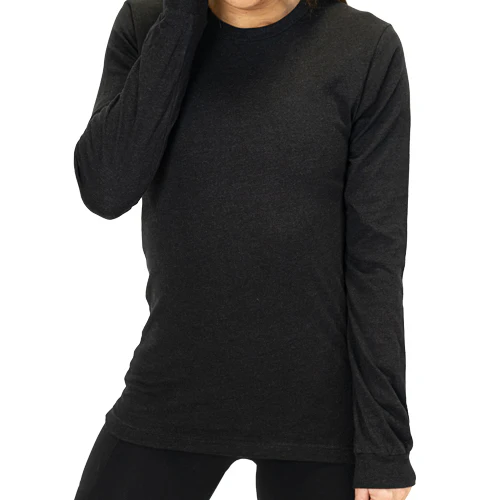 Basic Long Sleeve Tee | Heather Black - Image 3
